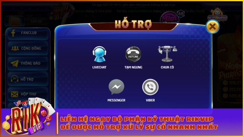 Dịch vụ hỗ trợ khách hàng Rikvip luôn sẵn sàng phục vụ hội viên mọi lúc, mọi nơi