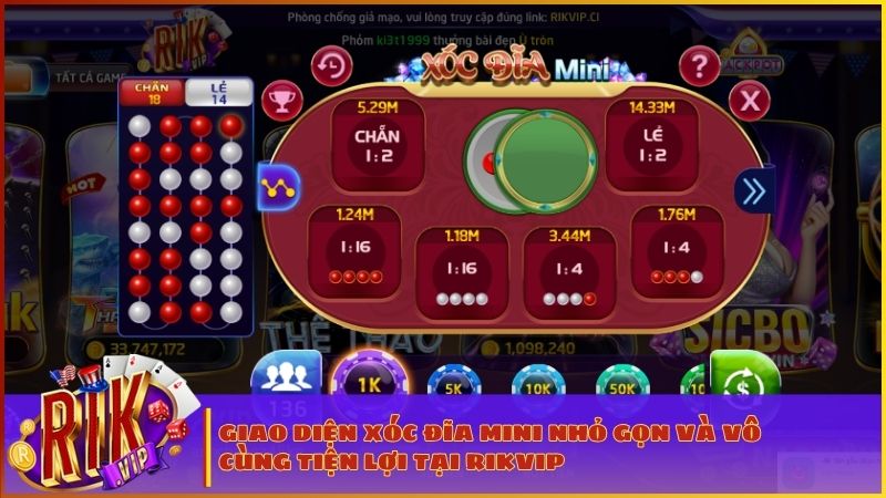 Trải nghiệm sảnh Xóc Đĩa Mini tích hợp tính năng cược đa nhiệm với cơ hội săn hũ cực lớn