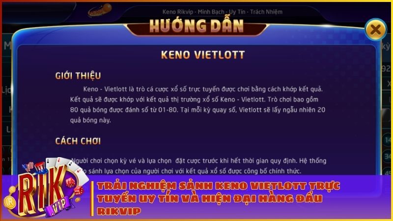 Tham gia sảnh Keno Vietlott RIKVIP để trải nghiệm những kỳ quay thưởng hiện đại và minh bạch