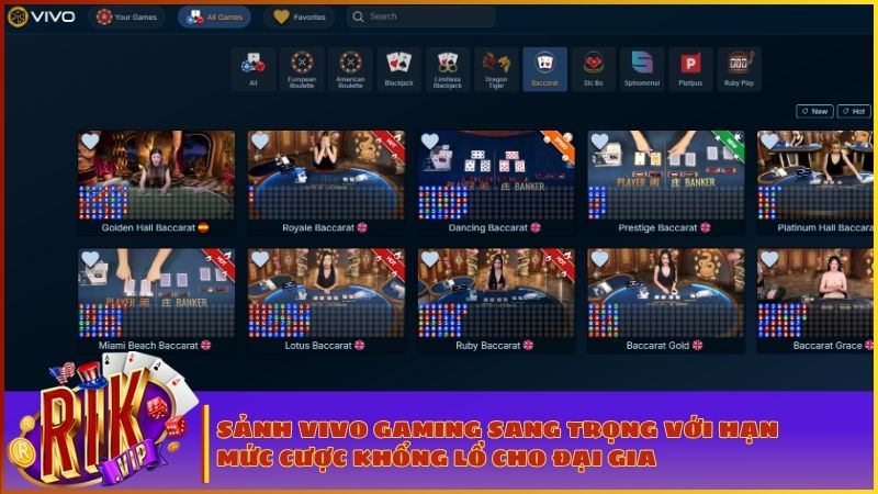 Theo dõi mọi góc quay sắc nét tại sảnh Casino trực tuyến Vivo Gaming